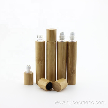 wholesale cosmetic high end essential oil packaging glass10ml bamboo roller bottle for perfume